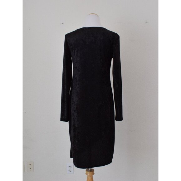 Vintage 90s Black Velvety Dress by Curations size M - Picture 3 of 9